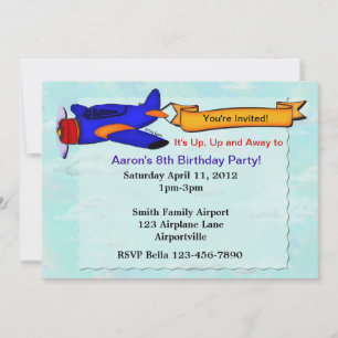 Airplane Birthday Party Personalized Invite