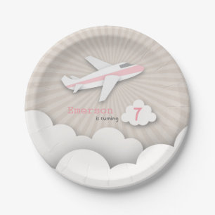 Airplane Birthday Party - Pink Paper Plate