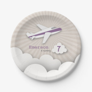 Airplane Birthday Party - Purple Paper Plate