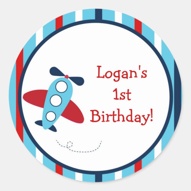 Airplane Birthday Party Stickers (Front)