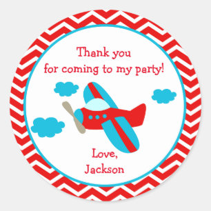 Airplane Birthday Party Stickers