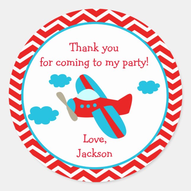 Airplane Birthday Party Stickers (Front)