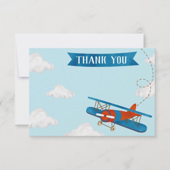 Airplane Birthday Party Thank You Cards (Front)