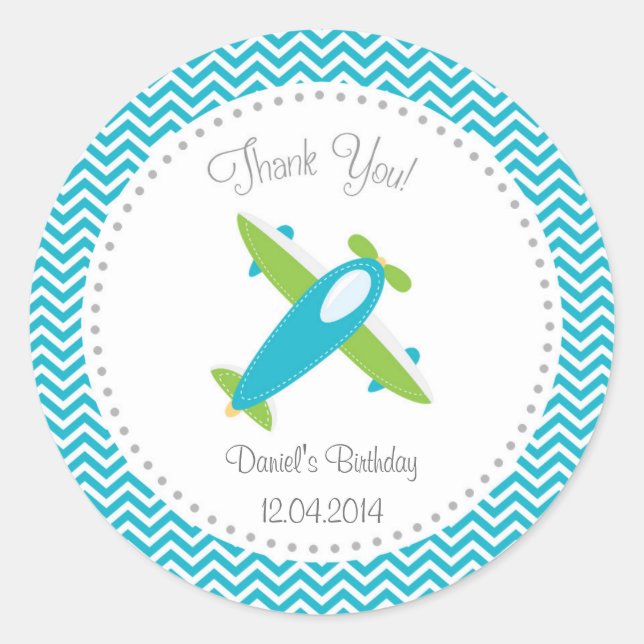 Airplane Birthday Sticker (Front)