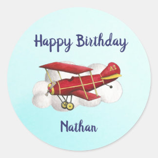 Airplane Birthday Thank You Stickers