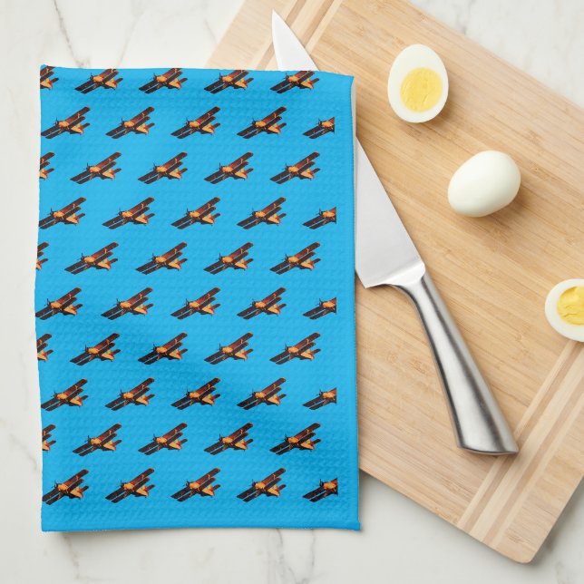 Airplane & Blue Sky - vintage plane /Aviation Kitchen Towel (Quarter Fold)
