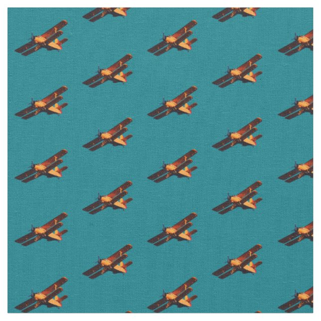 Airplane & Blue sky /vintage plane Fabric (Close Up)