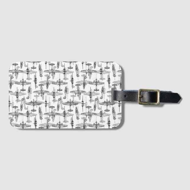 Airplane Blueprint 1 Luggage Tag (Front Horizontal)