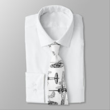 Airplane Blueprint 1 Neck Tie