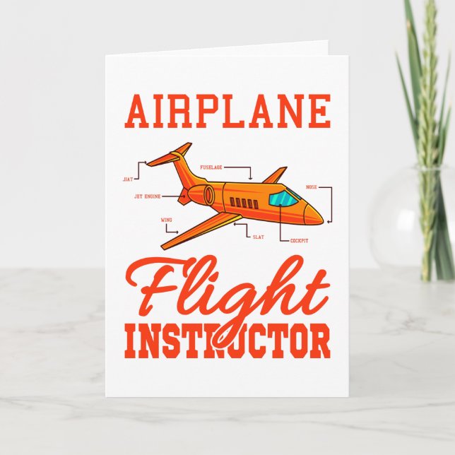Airplane Blueprint Flight Instructor Pilot Trainer Card (Front)