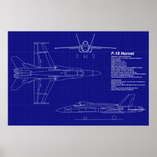 Airplane Blueprints F-18 Hornet Poster
