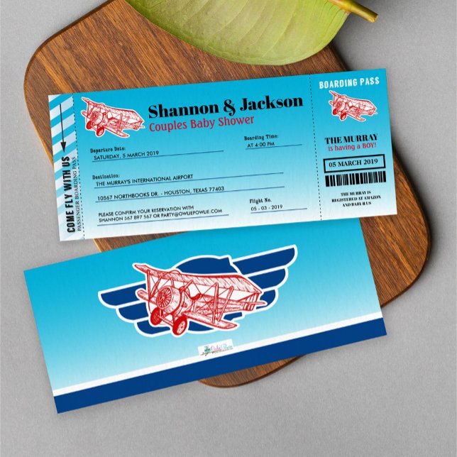 Airplane Boarding Pass Couples Shower Invitation (Creator Uploaded)