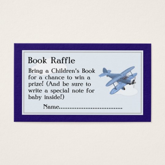 Airplane Book Raffle Tickets, Baby Shower Game Business Card