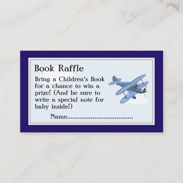 Airplane Book Raffle Tickets, Baby Shower Game Enclosure Card (Front)