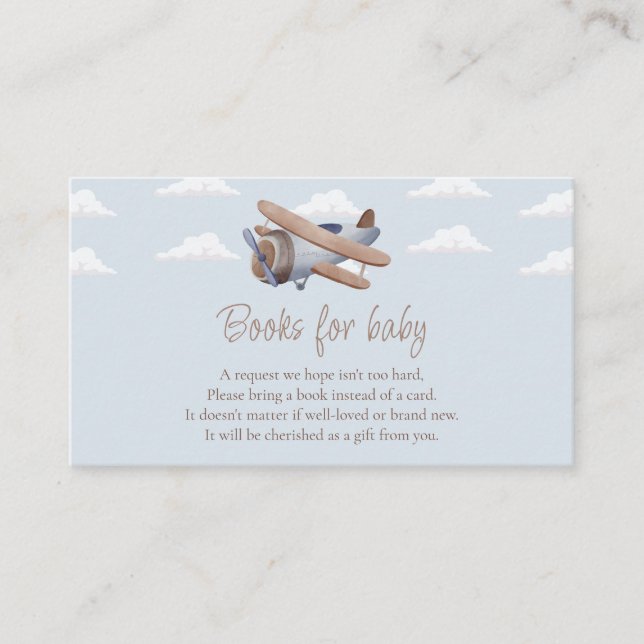 Airplane Books for Baby,  Travel Baby Shower  Enclosure Card (Front)