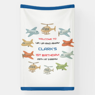 Airplane Boy 1st Birthday   Fun Sky Theme Party Banner