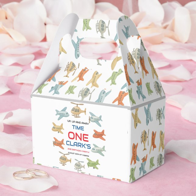 Airplane Boy 1st Birthday | Fun Sky Theme Party Favor Box (Wedding)