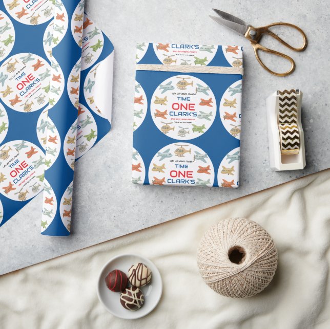 Airplane Boy 1st Birthday | Fun Sky Theme Party Wrapping Paper (Crafts)