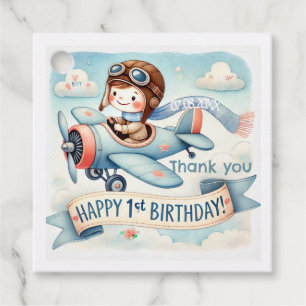 Airplane Boy 1st Birthday Party Favour Tags