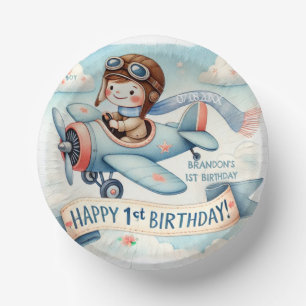 Airplane Boy 1st Birthday Party  Paper Plate