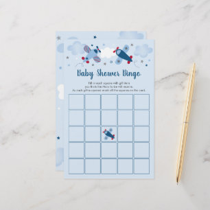 Airplane Boy Baby Shower Bingo Game