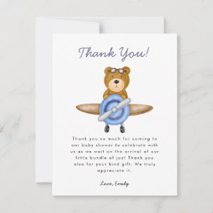  Airplane Boy Baby Shower Thank You Card