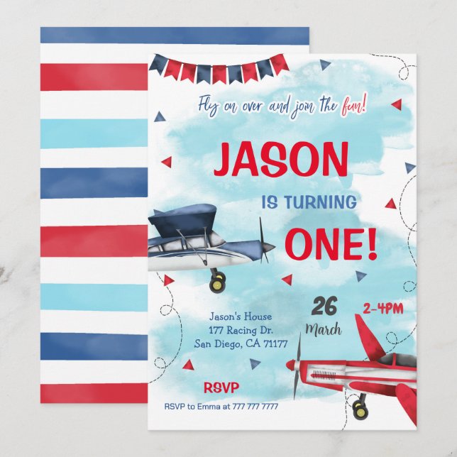 Airplane Boy Invitation (Front/Back)