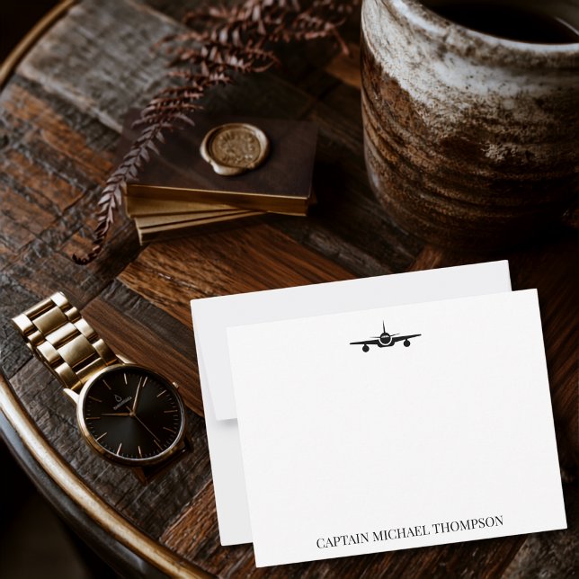Airplane Captain Pilot Aviator Modern Black Custom Card (Creator Uploaded)