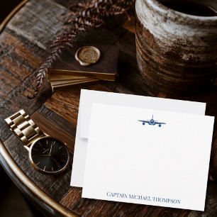Airplane Captain Pilot Aviator Modern Blue Custom Card