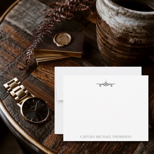 Airplane Captain Pilot Aviator Modern Grey Custom  Card (Creator Uploaded)