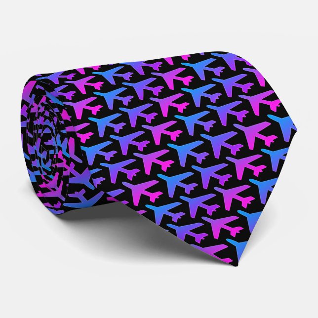 Airplane Captain Tie Armani Neon Black (Rolled)