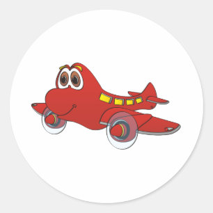 Airplane Cartoon Classic Round Sticker