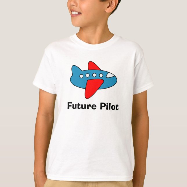 Airplane cartoon kids tee shirt for future pilot (Front)