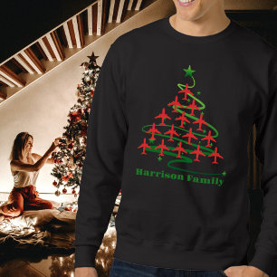 Airplane Christmas Tree & Family Name, Minimalist Sweatshirt
