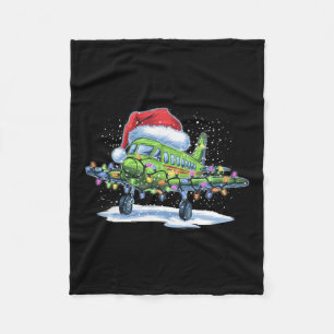 Airplane Christmas Tree Lights Merry Christmas Xma Fleece Blanket