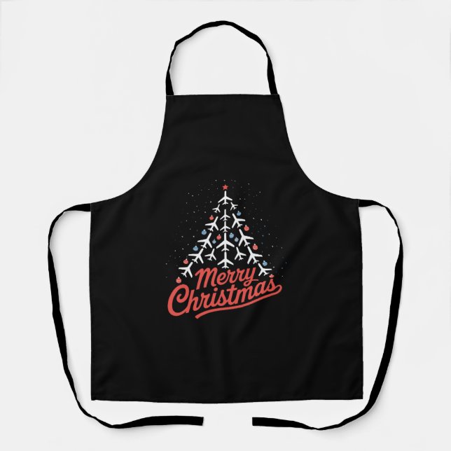 Airplane Christmas Tree Pilot Apron (Front)