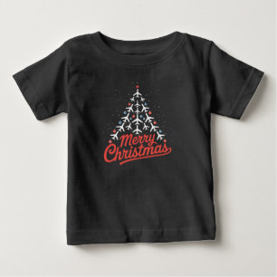 Airplane Christmas Tree Pilot Baby T-Shirt