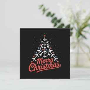 Airplane Christmas Tree Pilot Holiday Card