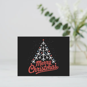 Airplane Christmas Tree Pilot Holiday Postcard
