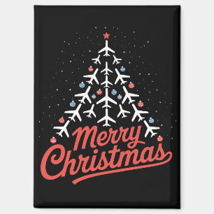 Airplane Christmas Tree Pilot Magnet