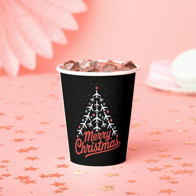 Airplane Christmas Tree Pilot Paper Cups (Insitu)