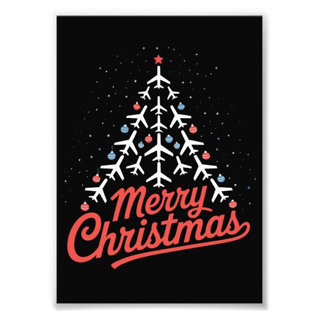 Airplane Christmas Tree Pilot Photo Print (Front)