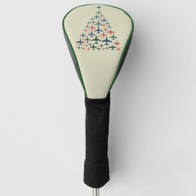 Airplane Christmas Tree Retro Pilot Flying Flight  Golf Head Cover (Front)