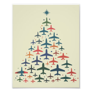 Airplane Christmas Tree Retro Pilot Flying Flight Photo Print