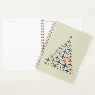 Airplane Christmas Tree Retro Pilot Flying Flight Planner