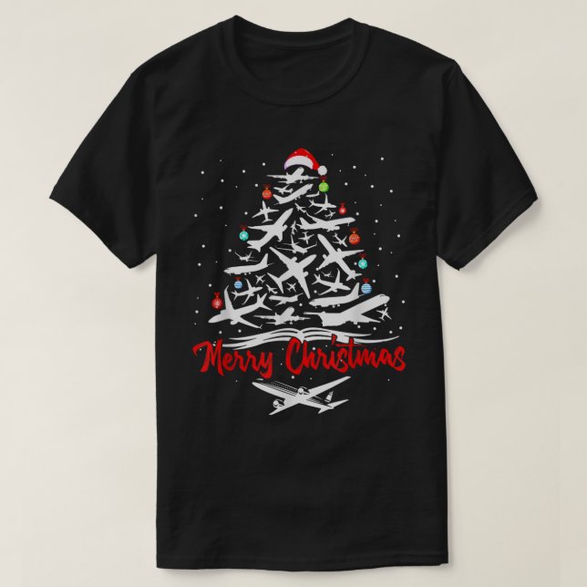 Airplane Christmas Tree tshirts  (Design Front)