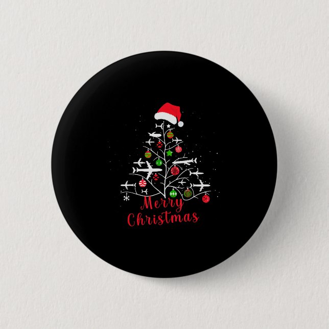 Airplane Christmas Tree Xmas For Men Women Youths  2 Inch Round Button (Front)