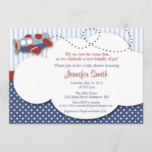Airplane Cloud 1 Baby Shower Invitation