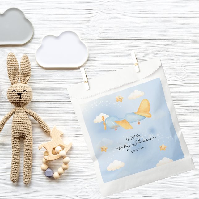 Airplane,Clouds & Stars, Blue, Baby Boy,Cute  Favour Bag (Creator Uploaded)