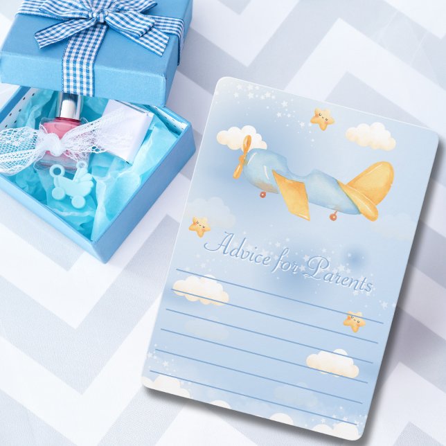 Airplane,Clouds & Stars, Blue, Baby Boy,Cute  Holiday Card (Creator Uploaded)